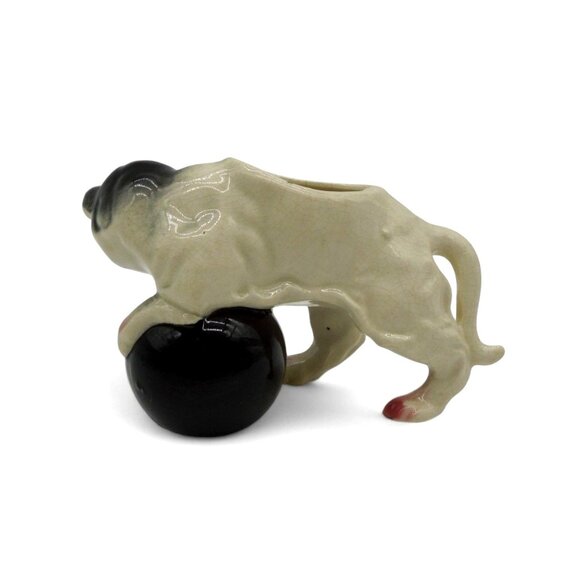 CERAMIC CAT Planter Figurine Black and White Playing Ball Japan Vintage 6" - Picture 5 of 10